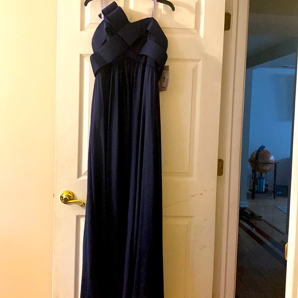 Long navy blue evening gown